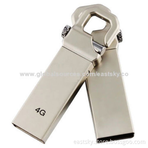 Hook Flash Drive, Waterproof/Dust-proof Stainless Metal, Free for 1 to 2 Colored Logo Imprint